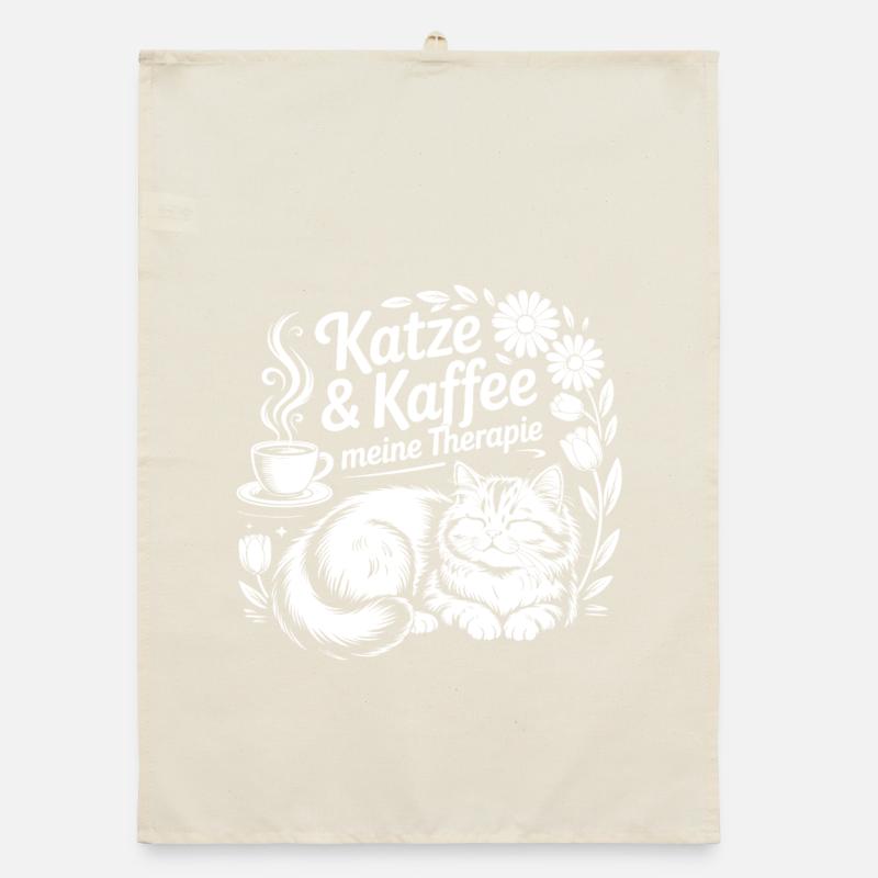 Motif de caféthérapie pour chat Torchon bio