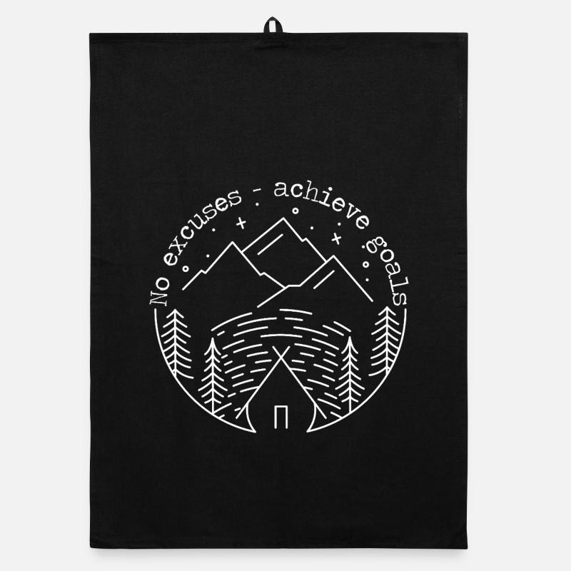 Pas d’excuses - atteindre des objectifs - Torchon bio - noir