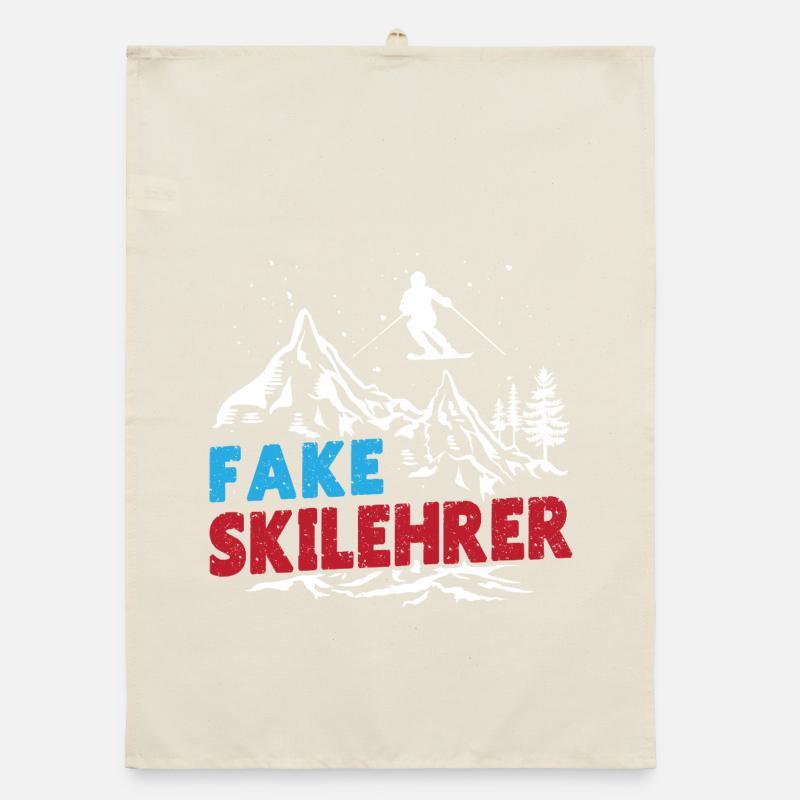 Ski Instructor FAKE SKI INSTRUCTOR Skiing Funny Organic dish towel