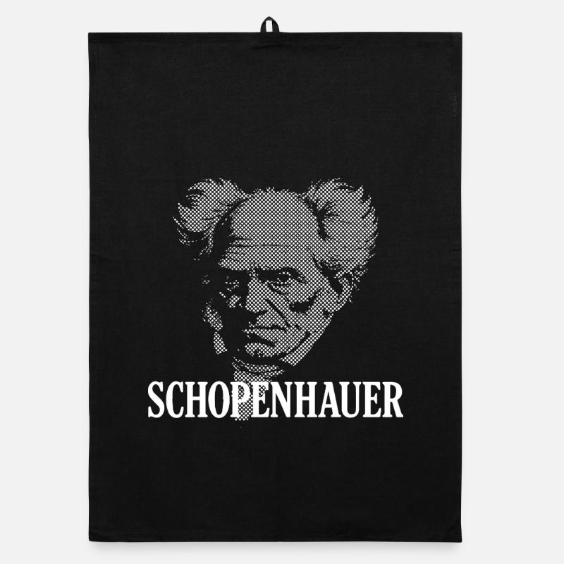 Schopenhauer Halftone Portrait Organic dish towel