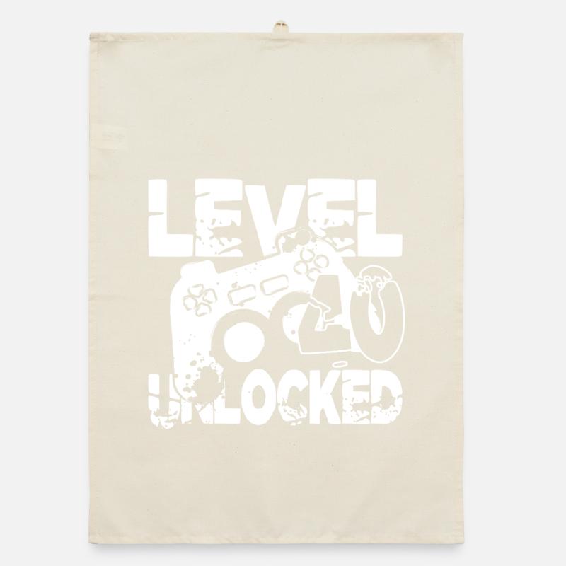 Level 40 Controller Grafik schwarz weiss Organic Geschirrtuch