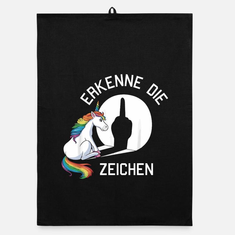 erkenne die Zeischen lustiges Einhorn Organic Geschirrtuch