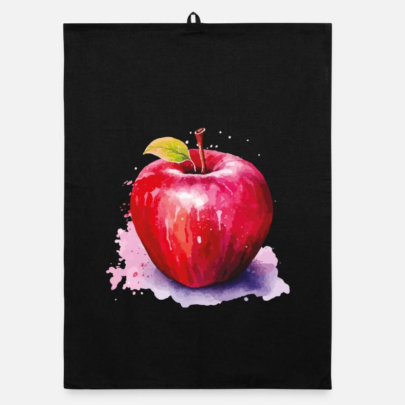 Pomme aquarelle en éclaboussure de peinture Torchon bio