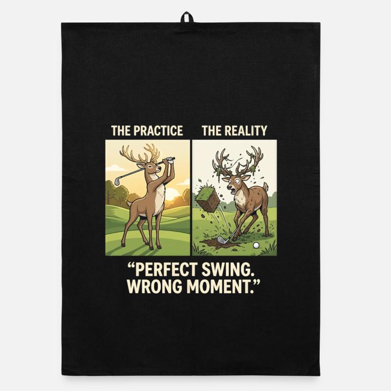Perfect Swing Wrong Moment Golf Deer Funny Organic dish towel