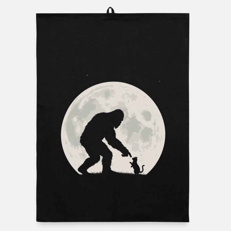 Bigfoot, Cat, Moon, Full Moon, Kitten Organic dish towel