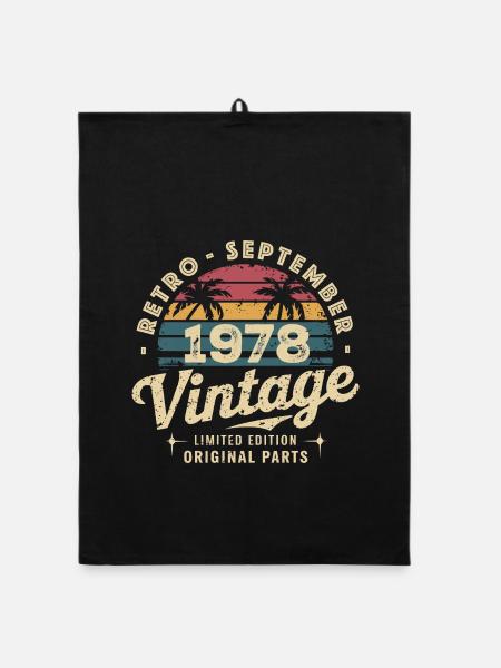 Vintage September 1978 Limited Edition September - Organic Geschirrtuch - Schwarz - Vorne