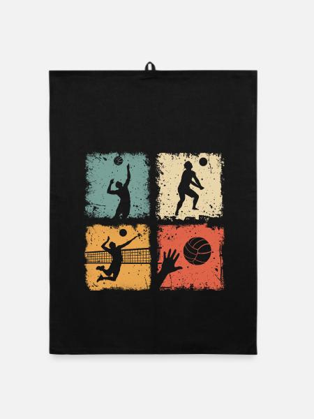 Volleyball Volleyballer Sport Männer Und Jungen - Organic Geschirrtuch - Schwarz