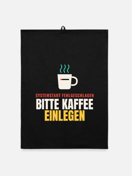 Systemstart fehlgeschlagen – Bitte Kaffee einlegen - Organic Geschirrtuch - Schwarz - Vorne