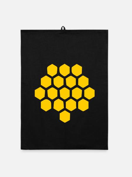 Bienenwabe Design Imker & Natur Geometric Geschenk - Organic Geschirrtuch - Schwarz - Vorne