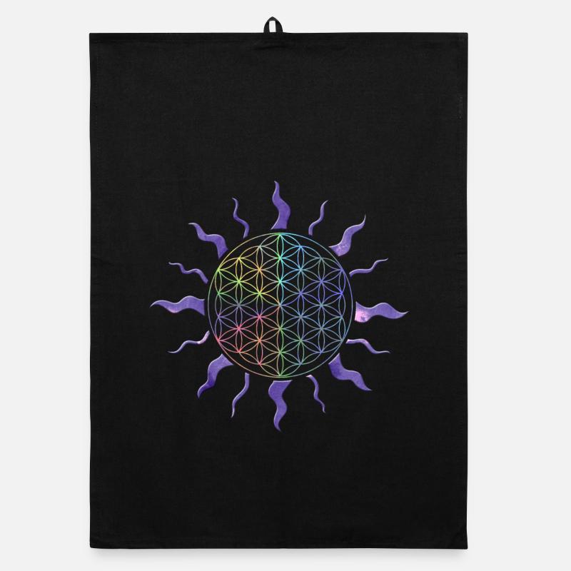 Fleur de vie Sun Mandala Rainbow Torchon bio