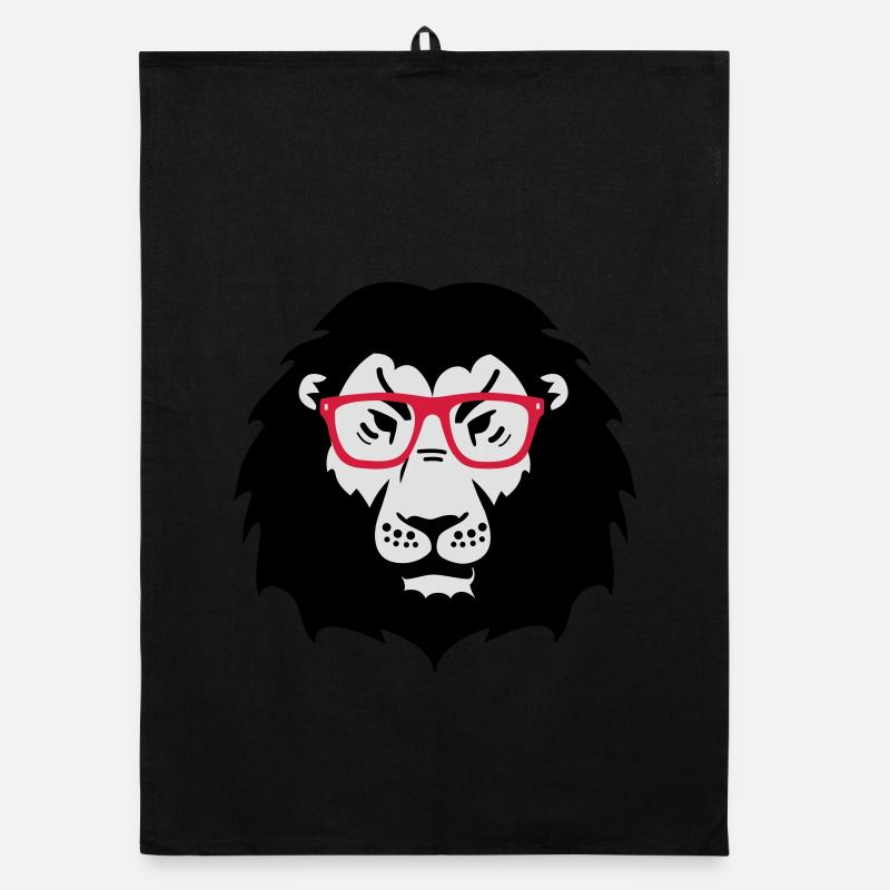 lion glasses nerd Organic dish towel