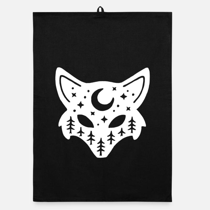 Renard blanc totem de la nature Torchon bio