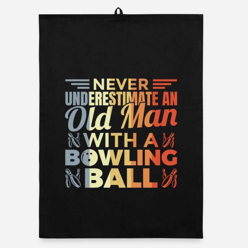 Old bowling player Organic dish towel