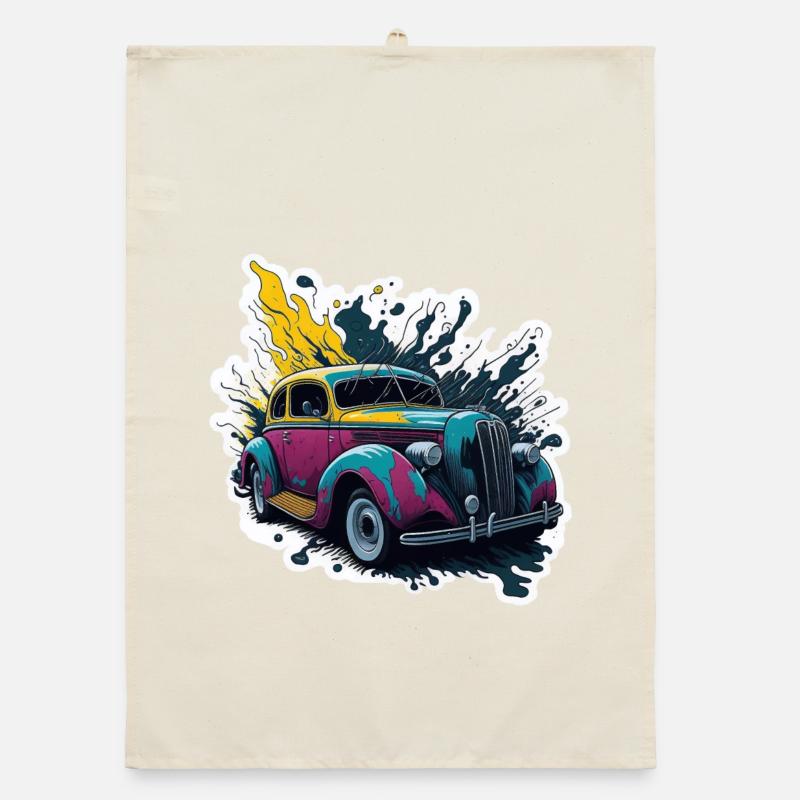 Farbiger Oldtimer Spritzer Organic Geschirrtuch