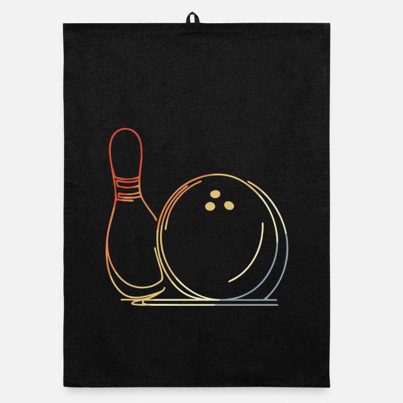 Boule de bowling et croquis de quilles Torchon bio