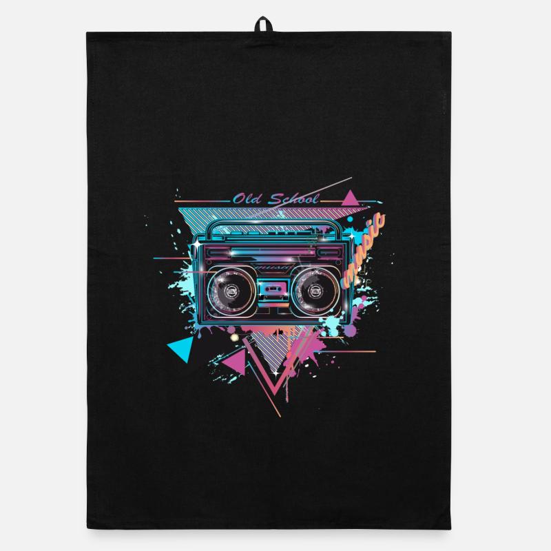 Magnétophone cassette au look graffiti fluo des années 80 Torchon bio