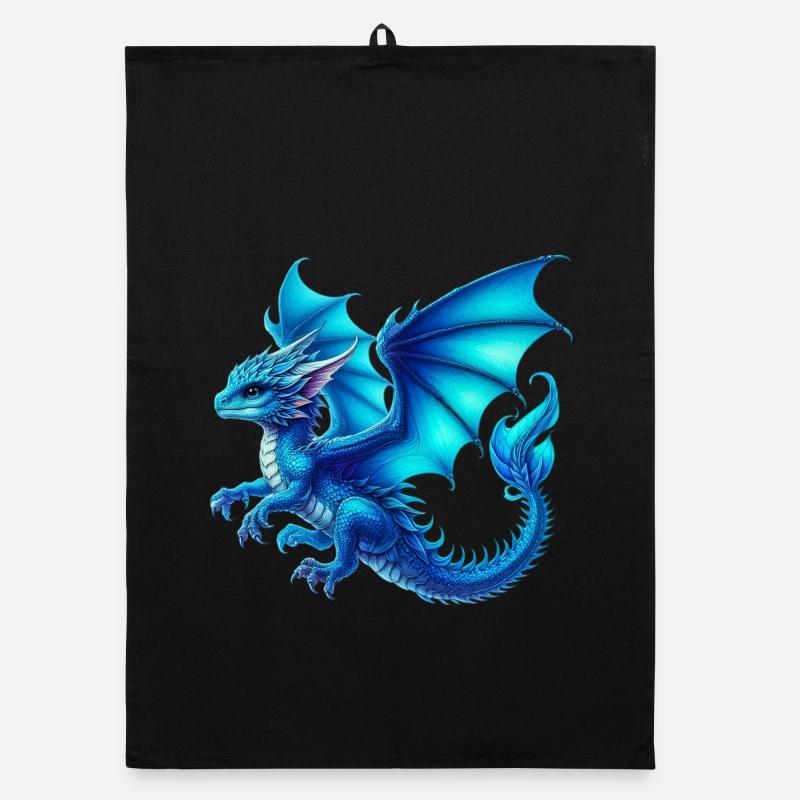 Drache - Organic Geschirrtuch - Schwarz