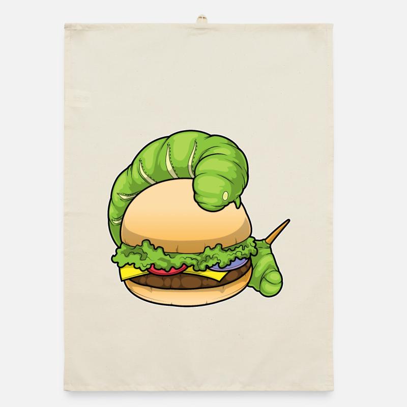 Raupe Cheeseburger Organic Geschirrtuch