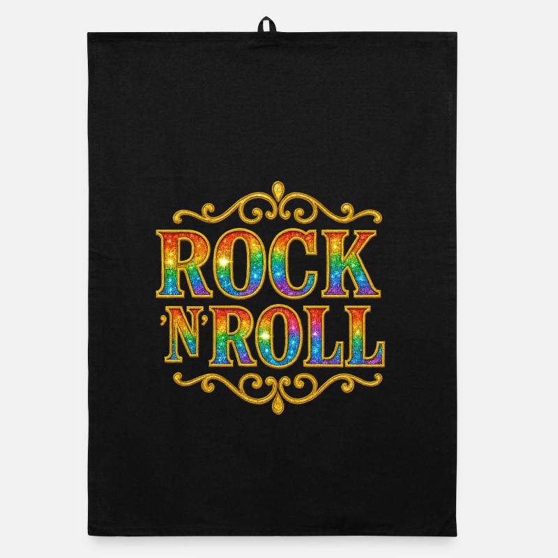 Regenbogen-Glitzer-Rock-N-Roll-Schild Organic Geschirrtuch