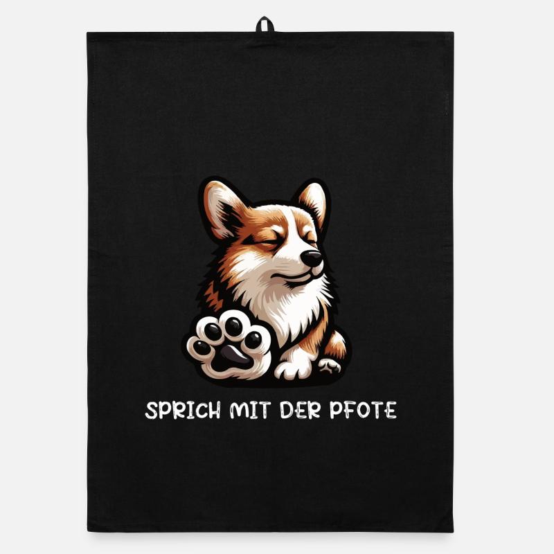 Sprich mit der Pfote Corgi Corgis Welsh Corgi  Organic Geschirrtuch