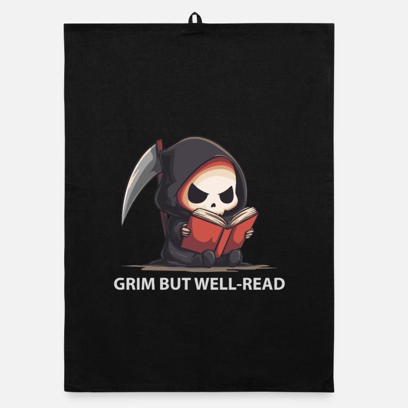 Lesender Reaper – Dark Cute Humor Organic Geschirrtuch