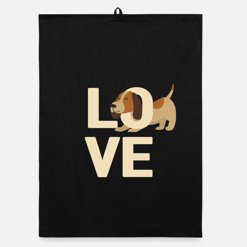 Ich liebe Hunde - Organic Geschirrtuch - Schwarz