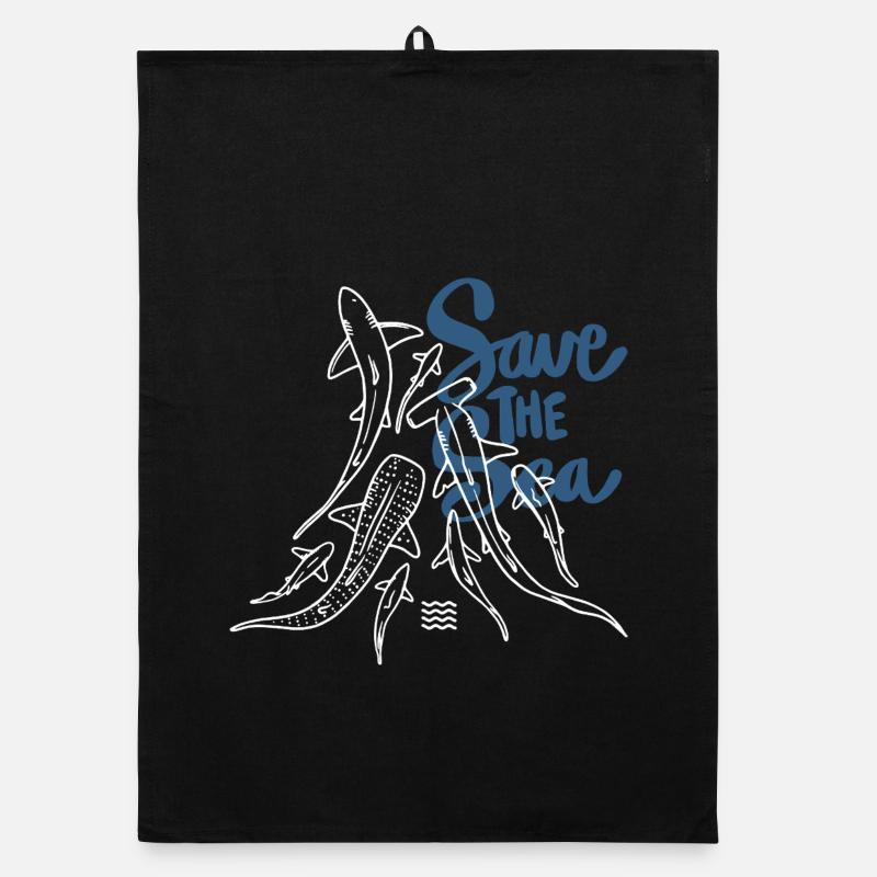 Save The Ocean Line Art Organic dish towel