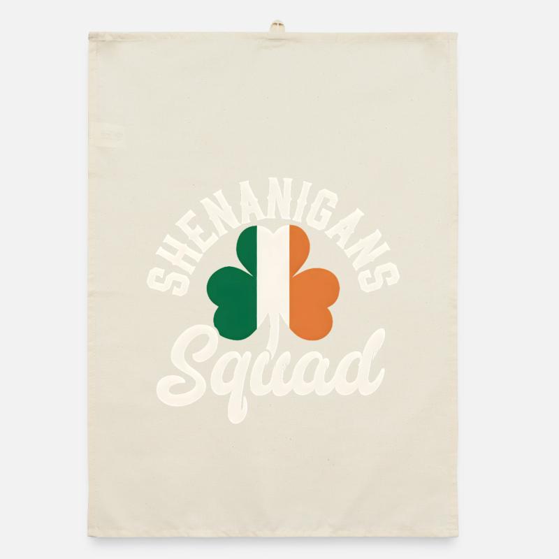 Irish Shenanigans Squad Shamrock Design Organic dish towel