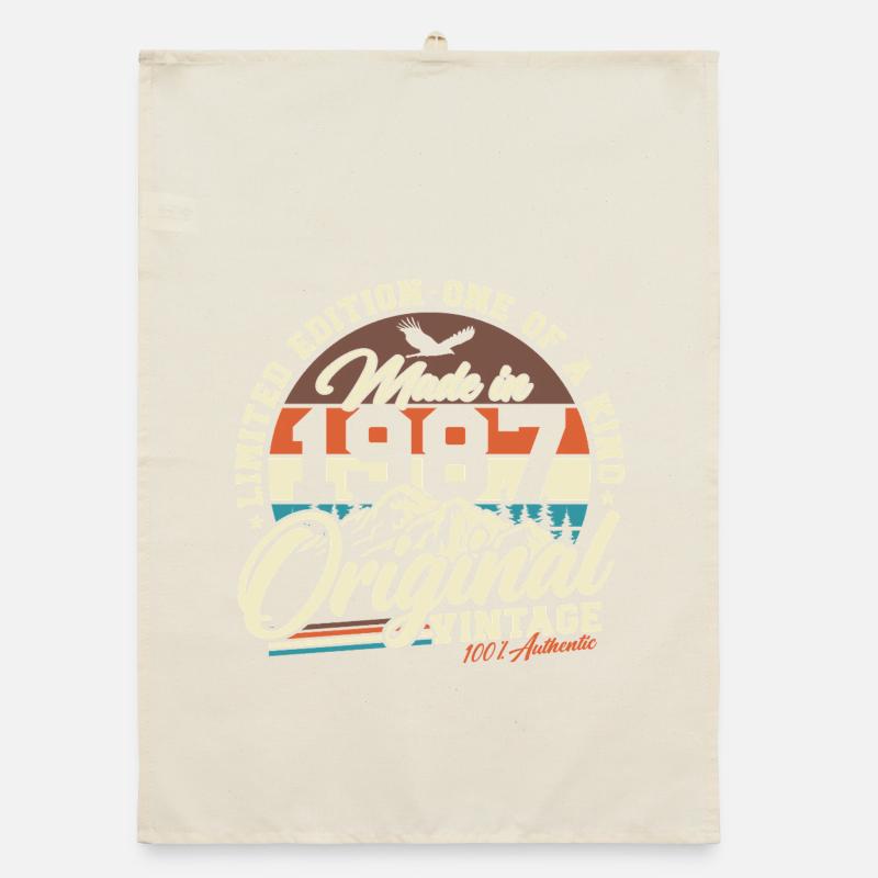 1987 Vintage Birthday Gift Retro Organic dish towel