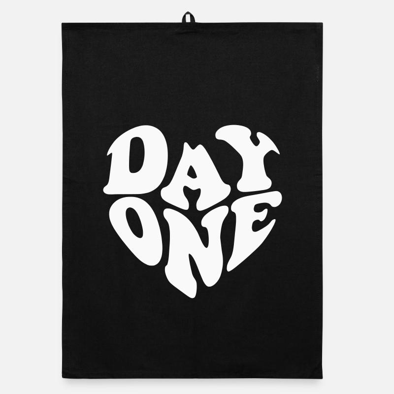 Day One Retro Heart - Couleur personnalisable Torchon bio