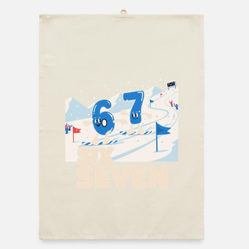 67 Snowboarding Six Seven Meme Organic Geschirrtuch