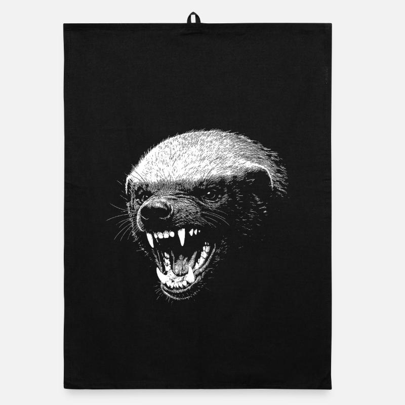 Dark Predator Face Honey Badger Organic dish towel