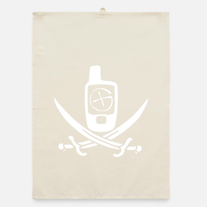 Géocaching Drapeau Pirate Blanc Torchon bio