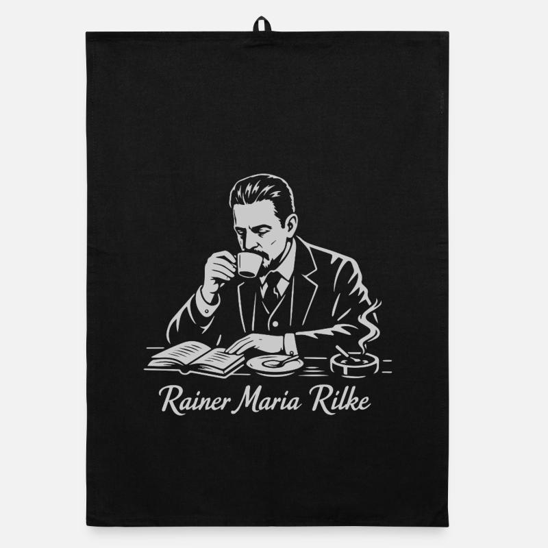 Rilke Café Dichterporträt Organic Geschirrtuch