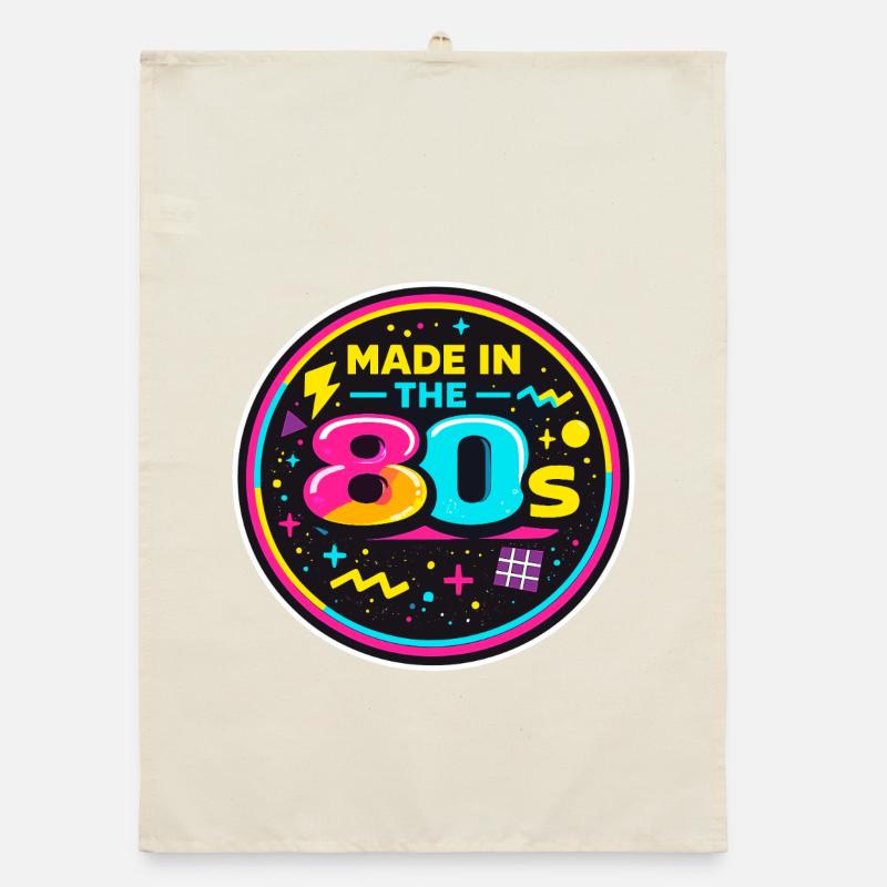 80er Neon Nostalgie Sticker Organic Geschirrtuch