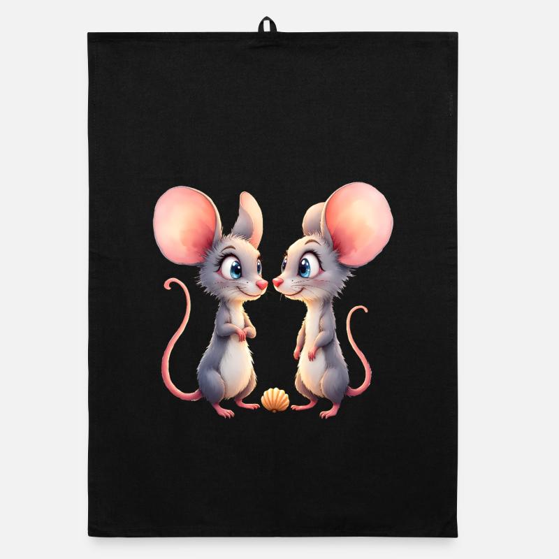 Little mice face to face Organic dish towel