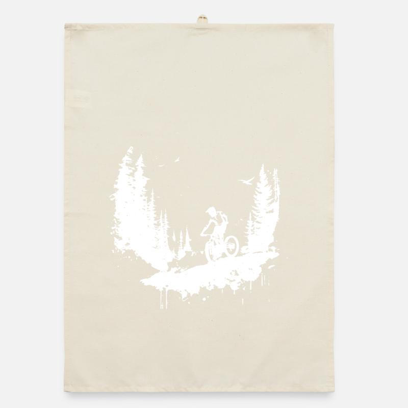 Mountain Biking Drawing Organic dish towel