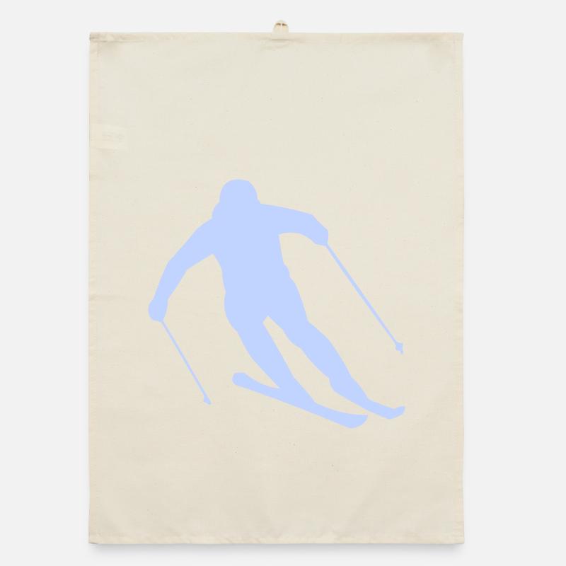 Winterschuss Skifahrer Silhouette Organic Geschirrtuch