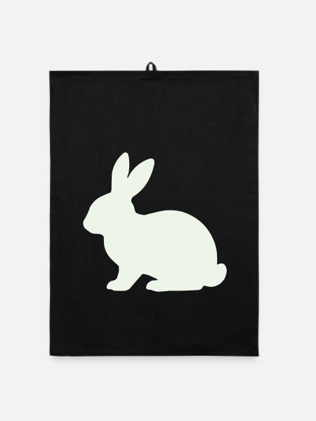 Zarte Kaninchen Silhouette - Organic Geschirrtuch - Schwarz - Vorne