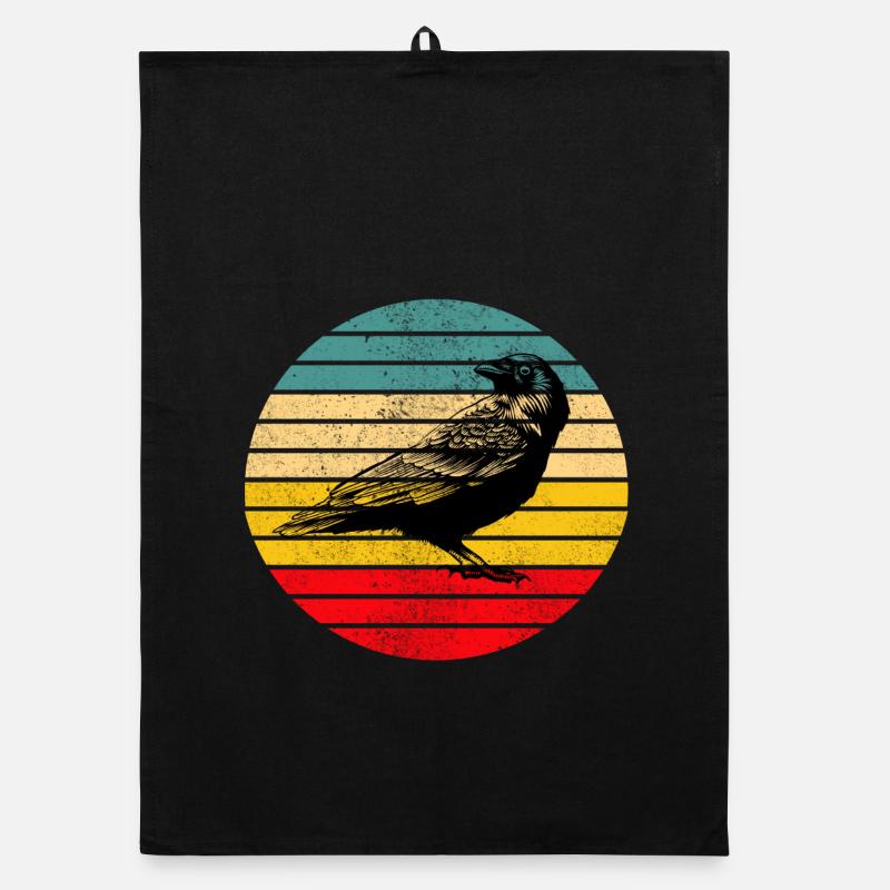 Rabe Krähe Vogel - Organic Geschirrtuch - Schwarz