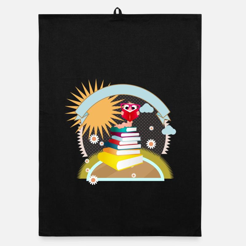 little bookworm with thirst for knowledge reads a book Organic dish towel