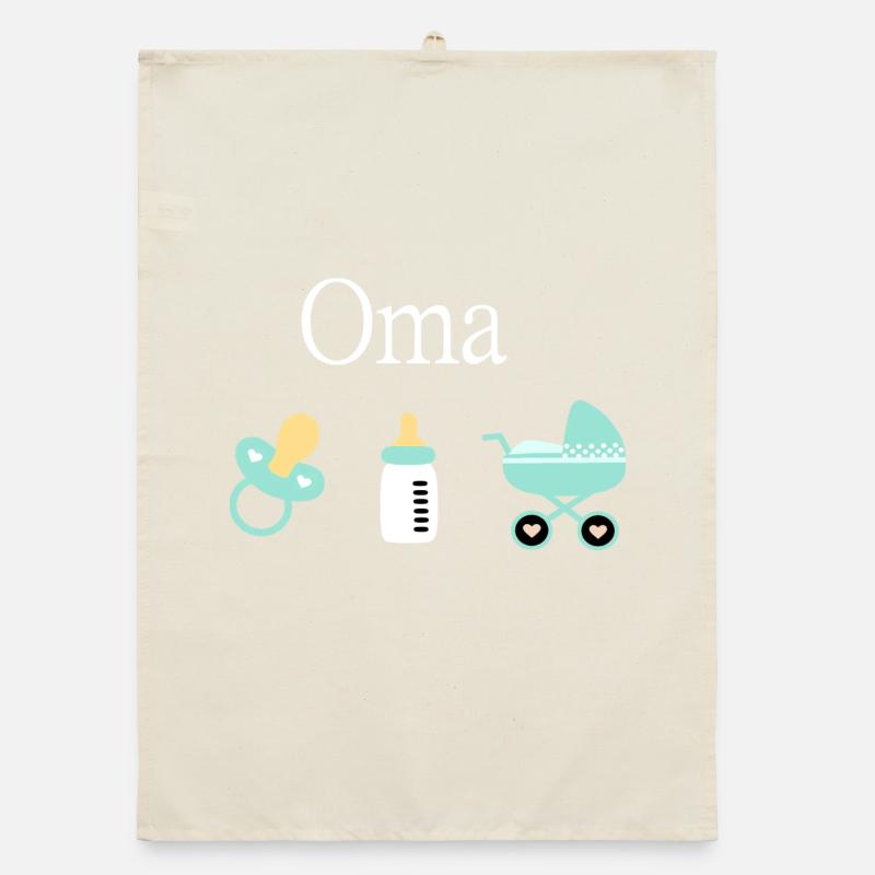 Oma 2023 Geburt Junge Vorlage personalisierbar Organic Geschirrtuch