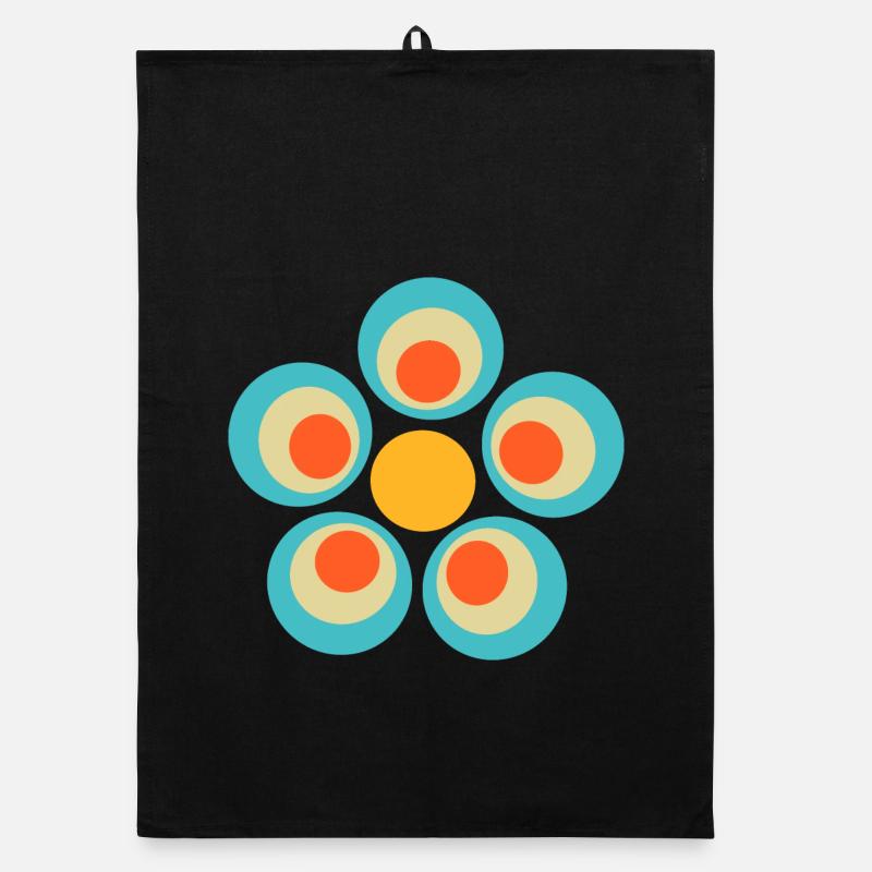 Blume hellblau blaue Blume Blumen blau rot Hippie - Organic Geschirrtuch - Schwarz
