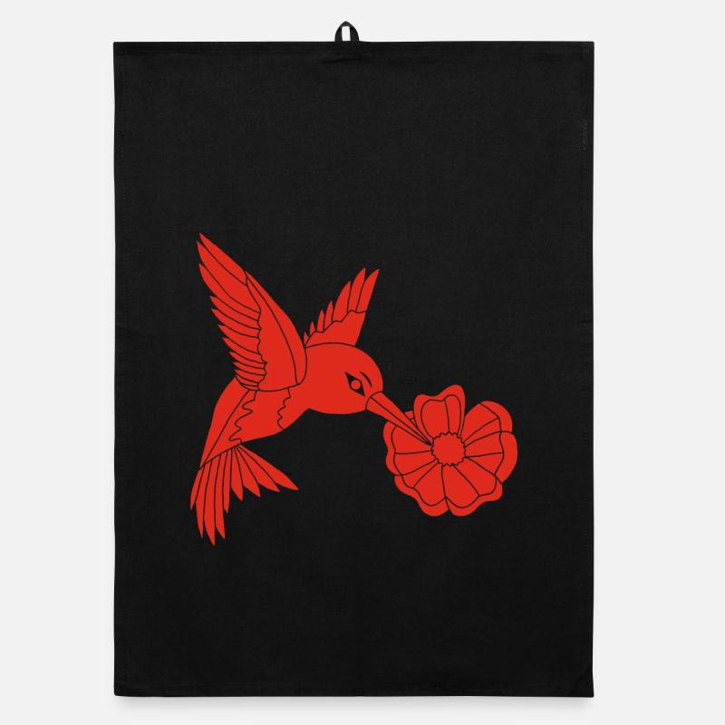 Red Foraging Bird Organic dish towel