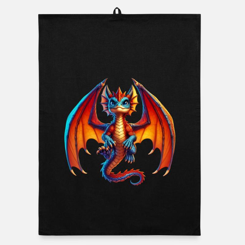 Drache - Organic Geschirrtuch - Schwarz