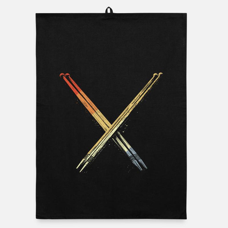 Drumsticks Vintage Look - Organic Geschirrtuch - Schwarz