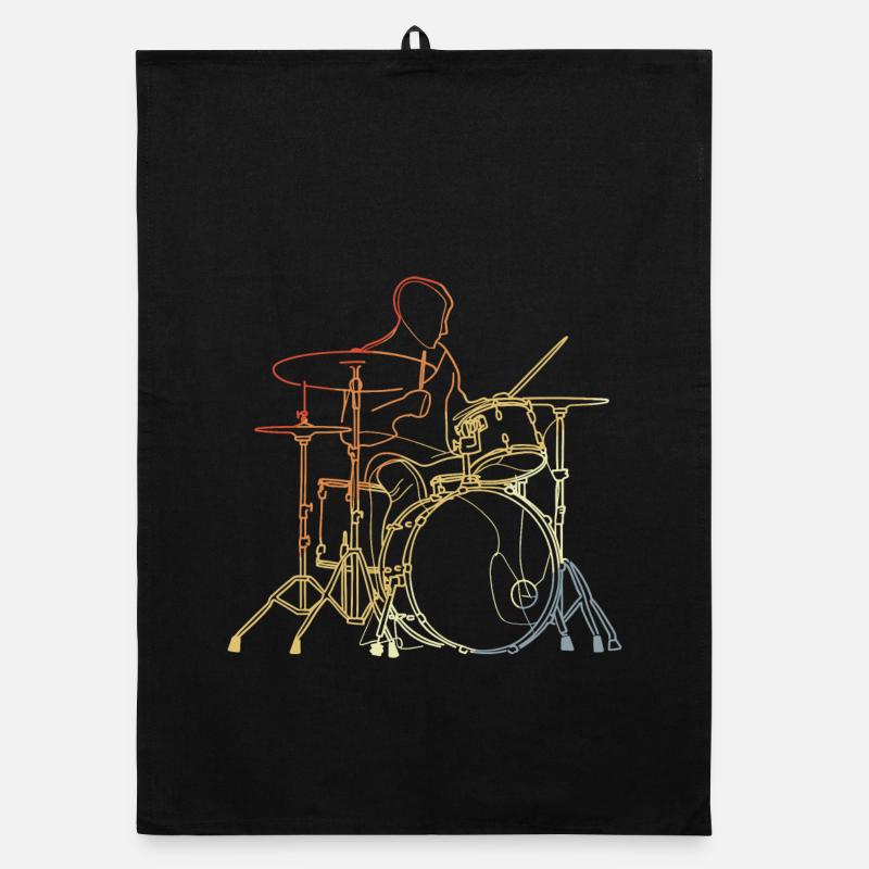 Vintage Drummer Drawing Organic dish towel