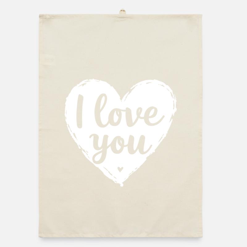 I Love You, White Organic dish towel