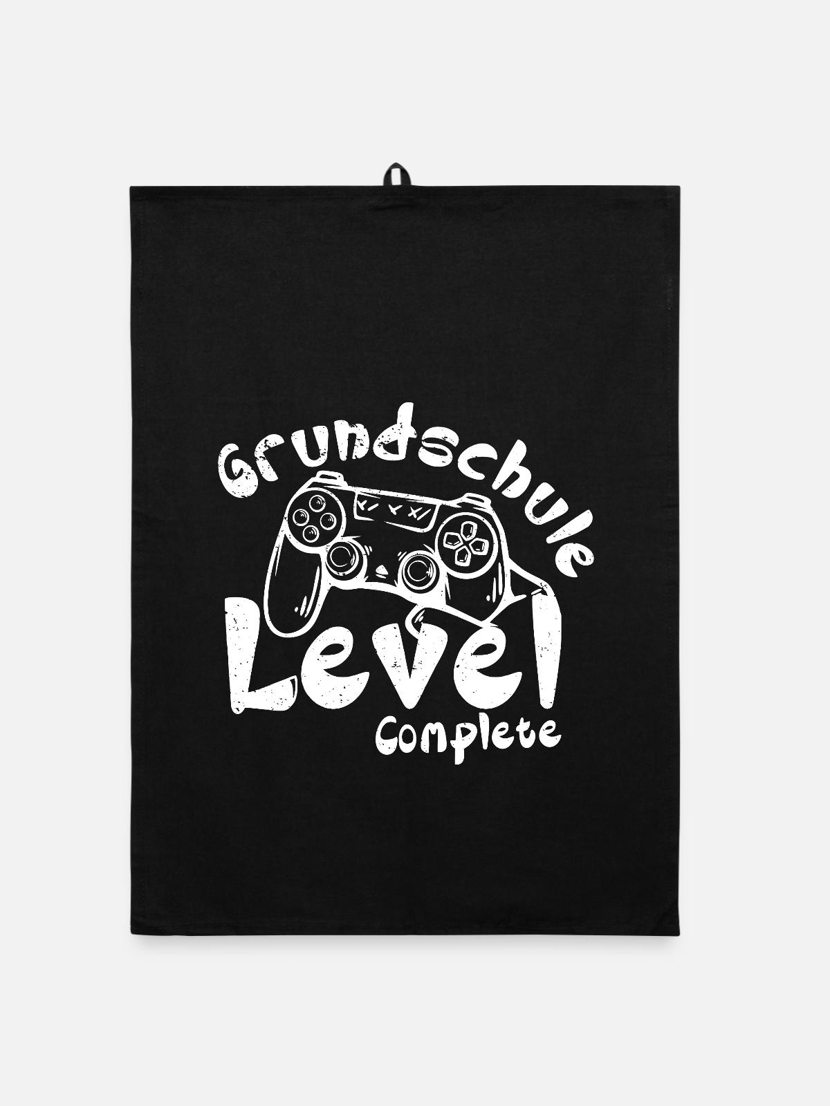 Grundschule Level Complete - Organic Geschirrtuch - Schwarz - Vorne