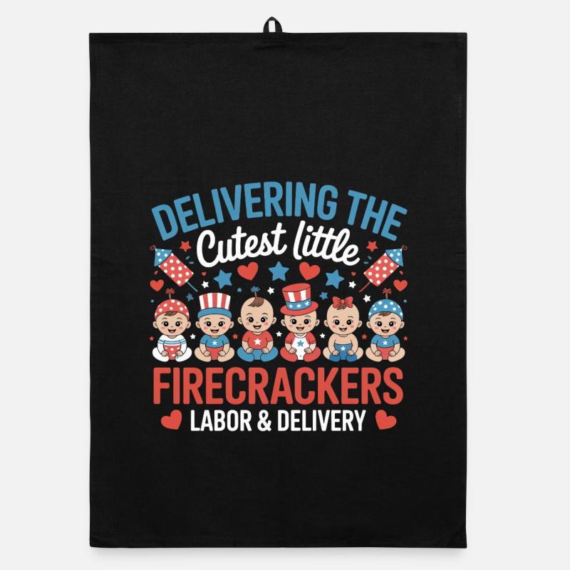  Labor & Delivery Firecrackers Independence Day Organic Geschirrtuch